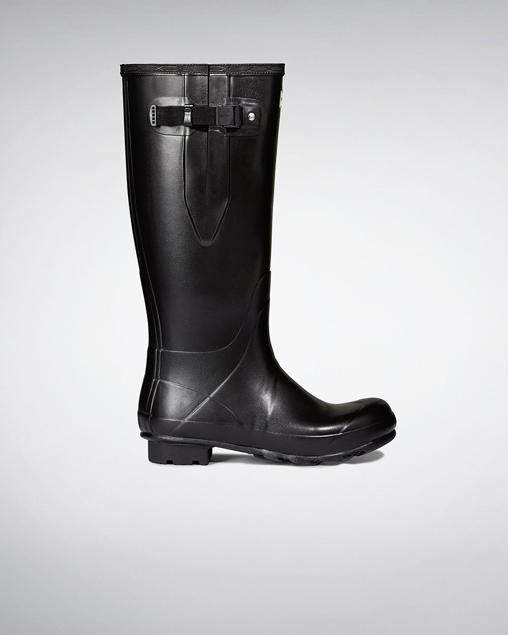 Men Hunter Norris Field Side Adjustable Neoprene Lined | Tall Rain Boots Black | NZ-52960-BZUV